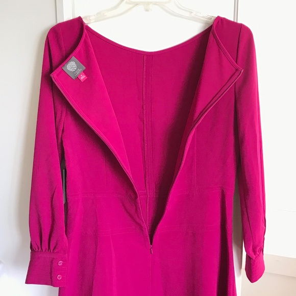 VINCE CAMUTO Fit & Flare Dress Long Sleeve Magenta Pink Women's Plus Size 14 - Picture 7 of 16